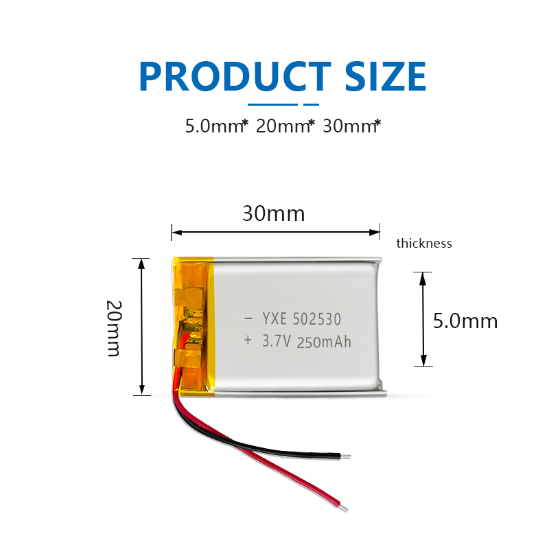3.7 V Li-ion Battery 502030-250mah